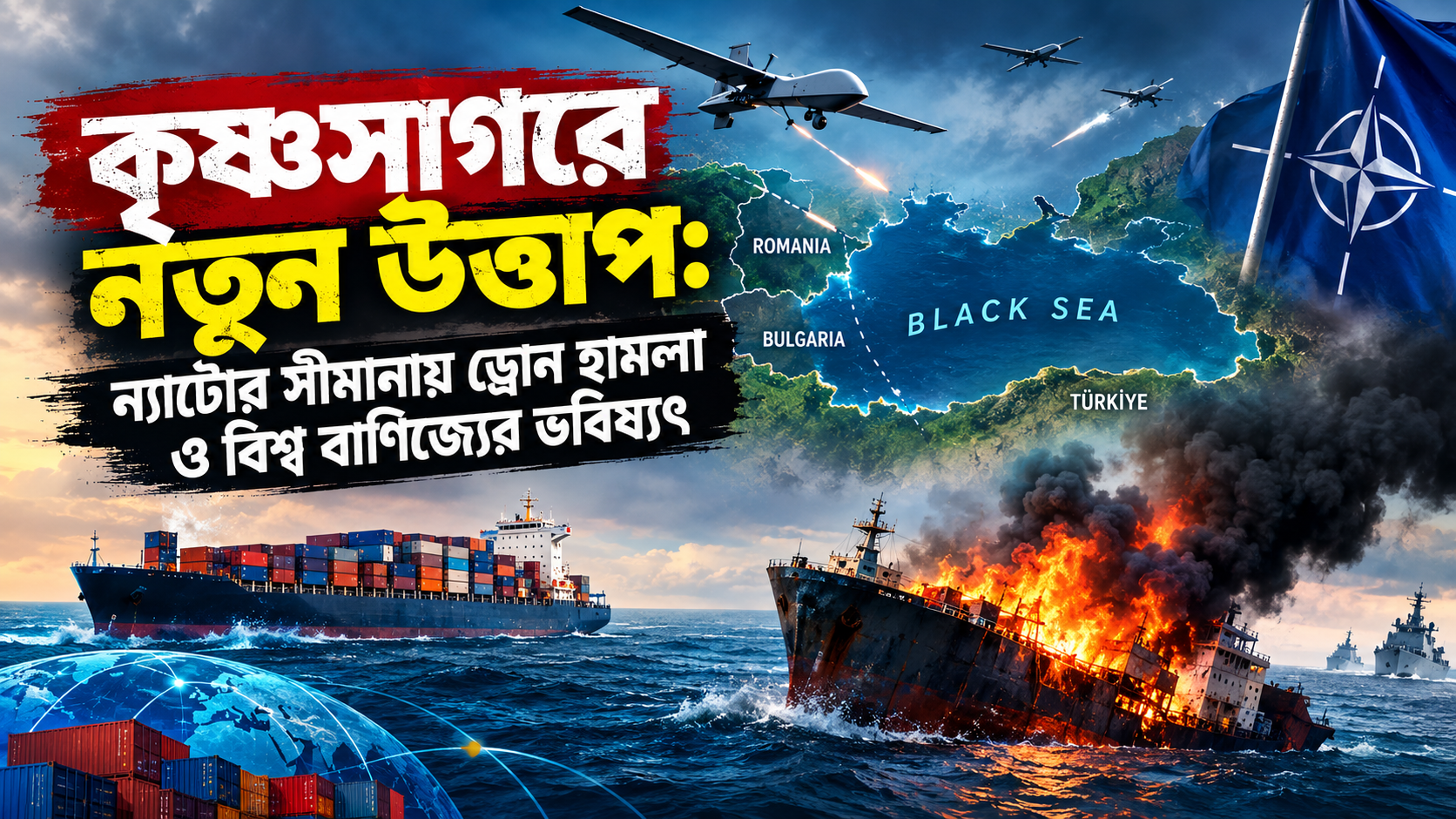 কৃষ্ণসাগরে নতুন উত্তাপ ন্যাটোর সীমানায় ড্রোন হামলা ও বিশ্ব বাণিজ্যের ভবিষ্যৎ